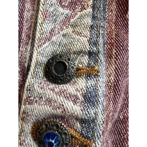 Vintage Wooz Cropped Denim Button Up Jacket With Gems Size S - Picture 3 of 5